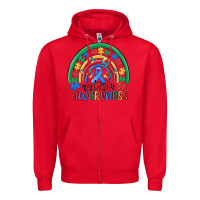 Red autism awareness rainbow Zipper Hoodie - MaliasSmallBusiness