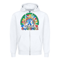 White autism awareness rainbow Zipper Hoodie - MaliasSmallBusiness