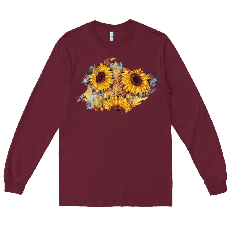 Sunflower Glitter Leather Patch Long Sleeve Tee by AdoDesignShop | Teevron