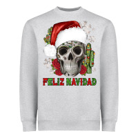 Heather Grey feliz navidad skull cactus Heavyweight Sweatshirt - JahusDesignShop