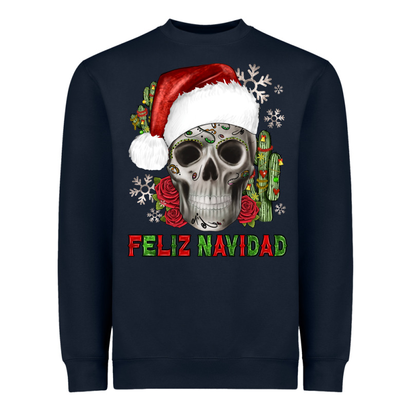 Feliz Navidad Skull Cactus Heavyweight Sweatshirt by JahusDesignShop | Teevron