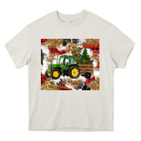 Cream christmas farm tractor Heavy Core Tee - RanaPortraitStore