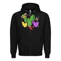 Black mardi gras hearts Zipper Hoodie - MaliasSmallBusiness