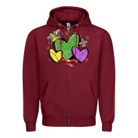 Burgundy mardi gras hearts Zipper Hoodie - MaliasSmallBusiness