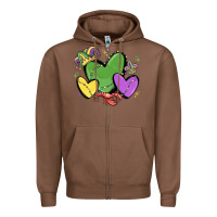 Chestnut mardi gras hearts Zipper Hoodie - MaliasSmallBusiness