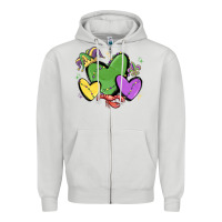 Dove Grey mardi gras hearts Zipper Hoodie - MaliasSmallBusiness
