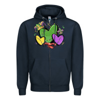 Navy mardi gras hearts Zipper Hoodie - MaliasSmallBusiness