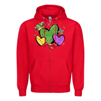 Red mardi gras hearts Zipper Hoodie - MaliasSmallBusiness