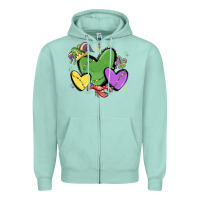 Seafoam mardi gras hearts Zipper Hoodie - MaliasSmallBusiness