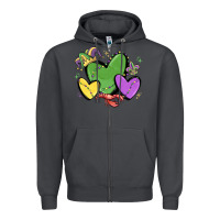 Smoke mardi gras hearts Zipper Hoodie - MaliasSmallBusiness