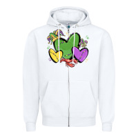 White mardi gras hearts Zipper Hoodie - MaliasSmallBusiness
