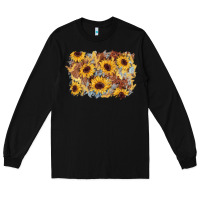 Black sunflower glitter leather background Long Sleeve Tee - AdoDesignShop