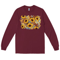 Burgundy sunflower glitter leather background Long Sleeve Tee - AdoDesignShop
