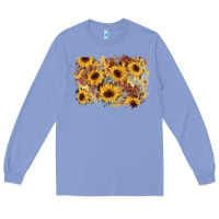Colony Blue sunflower glitter leather background Long Sleeve Tee - AdoDesignShop