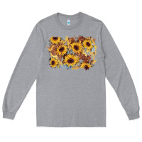 Heather Grey sunflower glitter leather background Long Sleeve Tee - AdoDesignShop