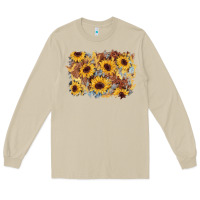 Mushroom sunflower glitter leather background Long Sleeve Tee - AdoDesignShop