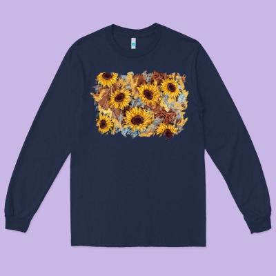 Sunflower Glitter Leather Background Long Sleeve Tee Designed By Adodesignshop