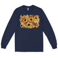 Navy sunflower glitter leather background Long Sleeve Tee - AdoDesignShop