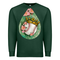 Sports Green baseball and western roses teardrop  6 Premium Sweatshirt - BundleAndBundleShop