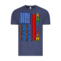 Vintage Denim autism american flag Vintage Tee - AdoDesignShop