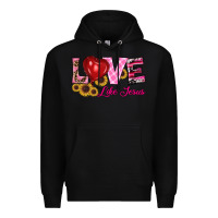 Black valentine's day love like jesus Premium Hoodie - RanaPortraitStore