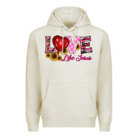 Oatmeal Heather valentine's day love like jesus Premium Hoodie - RanaPortraitStore
