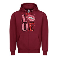 Burgundy western love lips Zipper Hoodie - MaliasSmallBusiness