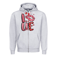 Heather Grey western love lips Zipper Hoodie - MaliasSmallBusiness