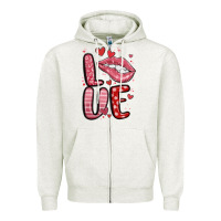 Oatmeal Heather western love lips Zipper Hoodie - MaliasSmallBusiness