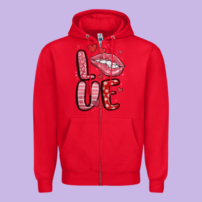 Western Love Lips Zipper Hoodie Designed By Maliassmallbusiness