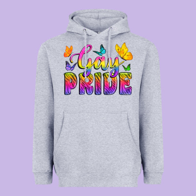 Gay Pride With Butterfly Heavyweight Hoodie Designed By Bundleandbundleshop