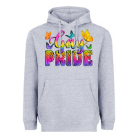 Heather Grey Gay Pride With Butterfly Heavyweight Hoodie - BundleAndBundleShop