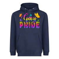 Navy Gay Pride With Butterfly Heavyweight Hoodie - BundleAndBundleShop