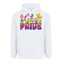 White Gay Pride With Butterfly Heavyweight Hoodie - BundleAndBundleShop