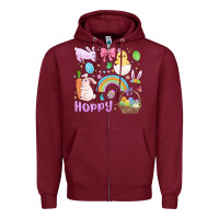 Burgundy easter hoppy bunny Zipper Hoodie - MaliasSmallBusiness