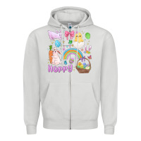 Dove Grey easter hoppy bunny Zipper Hoodie - MaliasSmallBusiness