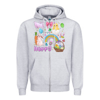 Heather Grey easter hoppy bunny Zipper Hoodie - MaliasSmallBusiness