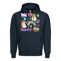 Navy easter hoppy bunny Zipper Hoodie - MaliasSmallBusiness