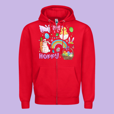 Easter Hoppy Bunny Zipper Hoodie Designed By Maliassmallbusiness