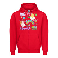 Red easter hoppy bunny Zipper Hoodie - MaliasSmallBusiness