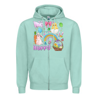 Seafoam easter hoppy bunny Zipper Hoodie - MaliasSmallBusiness