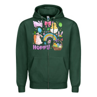 Sports Green easter hoppy bunny Zipper Hoodie - MaliasSmallBusiness