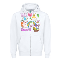 White easter hoppy bunny Zipper Hoodie - MaliasSmallBusiness