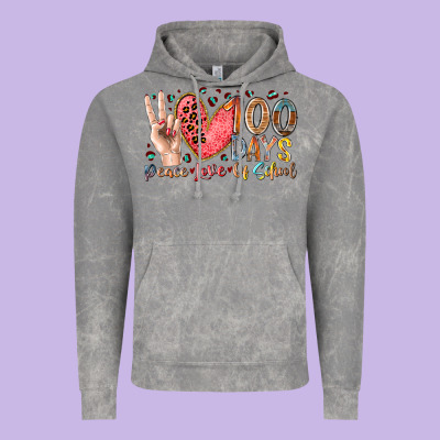 Peace Love 100 Days Of School Vintage Hoodie Designed By Racoondesign
