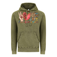 Vintage Olive peace love 100 days of school Vintage Hoodie - RacoonDesign