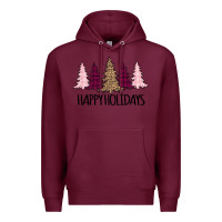 Burgundy Happy Holidays Tree Premium Hoodie - Bettercallsaul