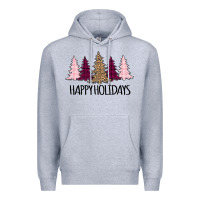 Heather Grey Happy Holidays Tree Premium Hoodie - Bettercallsaul