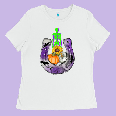 Horseshoe Halloween Ladies Tee Designed By Adodesignshop