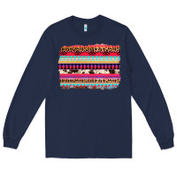 Navy aztec western leopard cowhide background Long Sleeve Tee - AdoDesignShop