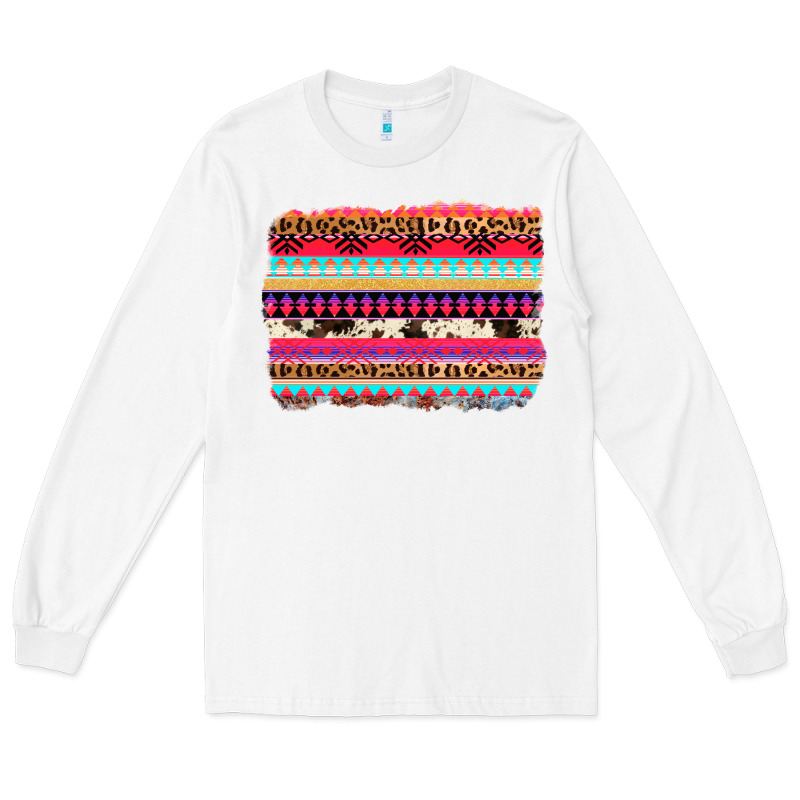 Aztec Western Leopard Cowhide Background Long Sleeve Tee by AdoDesignShop | Teevron